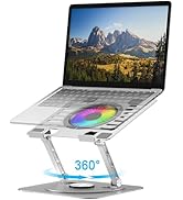 YTech Laptop Stand,with 360°Rotating Base,External Cooling Fan,Adjustable RGB Lighting,Ergonomic ...