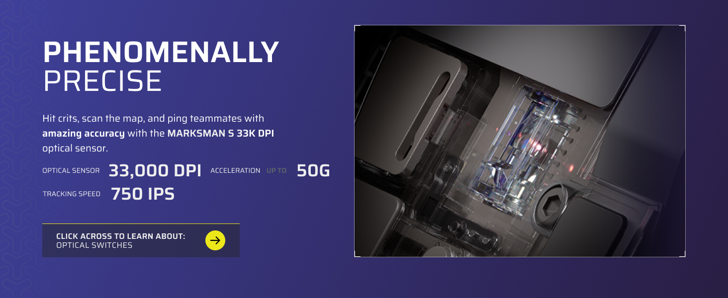 33000 dpi, 33k dpi, 750 ips, precise mouse, marksman s, optical sensor