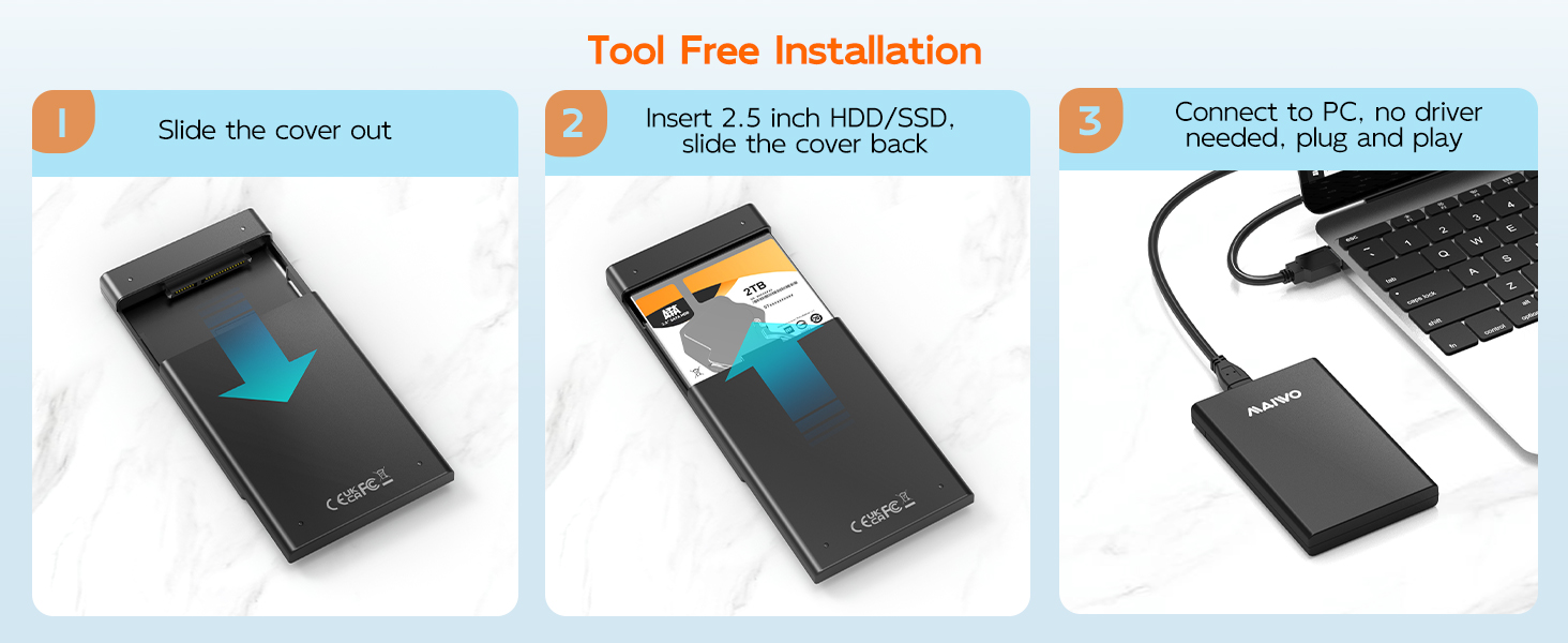 2.5&amp;#39;&amp;#39; hard drive external storage case for Windows 11 Macbook Linux PC computer laptop