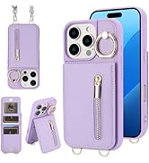 KYFSJPT Crossbody Wallet Case for iPhone 16 Pro Max, with Card Slots Zipper Pocket Case, Flip Fol...