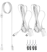 JACKYLED Extension Hanging Lantern Cord Cable UL 2-Pack 12Ft 360W with E26 E27 Socket Gear Switch...
