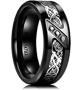King Will DRAGON Mens Celtic Dragon Titanium Stainless Steel Ring Blue/Black/Green/Red Carbon Fib...