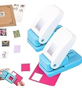 2Pcs Postage Stamp Punch, Rectangular Embossed Edge Shape Paper Punch, Square Hole StampsLever Ac...