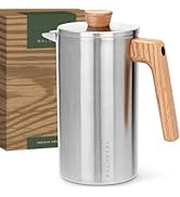 WALDWERK French Press (34 oz) - Non-Toxic Stainless Steel Double Wall French Press Coffee Maker -...