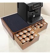 Wooden Coffee Pod Holder Drawer With Silicone Non-Slip Pad,K Cup Organizer Storage Box,Kcup Drawe...