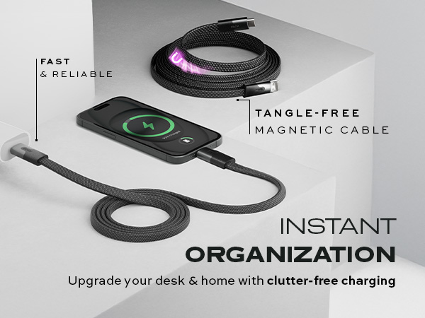 magstack statik magtame anti-tangle tangle-free magnetic flat foiled charging cable usb-c usb c usbc