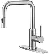 Kitchen Faucet Single Handle Stainless Steel Kitchen Sink Faucet with Pull Out Sprayer Brushed Ni...