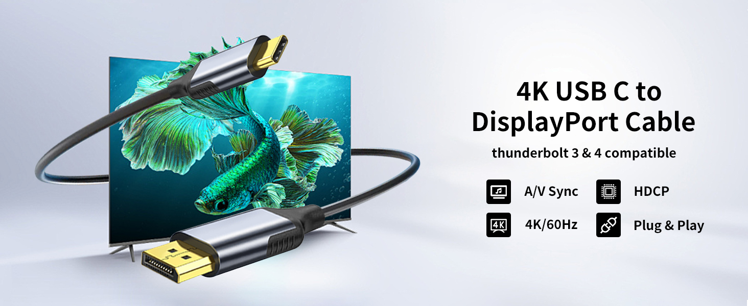 USB C to DisplayPort Cable thunderbolt 3 4 compatible