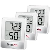 TempPro TP49 3 Pieces Digital Hygrometer Indoor Thermometer Humidity Meter Mini Hygrometer with T...