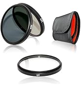 52mm Lens Filter Kit, 3PCS Multicoated UV Protector+Circular Polarizer (CPL)+ND4 Filter+Foldable ...