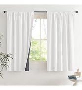 NICETOWN Greyish White Linen Blend 100% Blackout 42 x 63 Inches Curtains, 2 Panels Set, Rod Pocke...