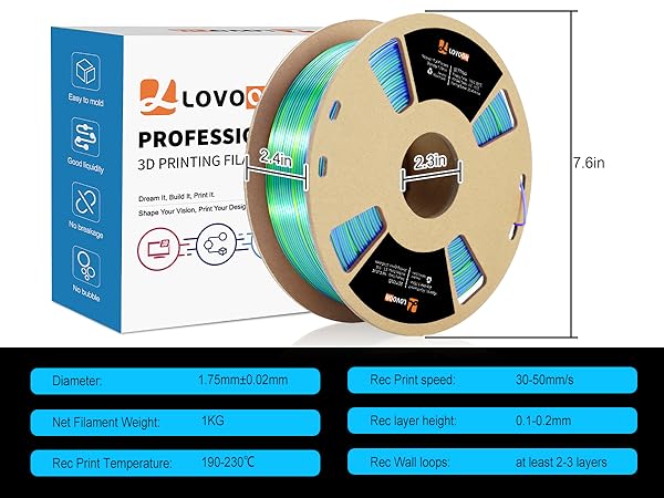 tricolors pla filament,3d printers,rainbow pla,color changing filament