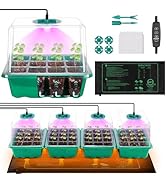 Homiton 4-Pack Seed Starter Tray with Grow Light and Heat Mat, 48 Cells Seed Starter Kit with Adj...