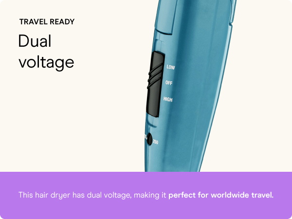 Conair small, mini, and compact hair dryer for travel. Handle folds for easy storage.