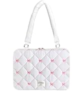 Bow Laptop Sleeve 13-15 Inch Puffy Laptop Carrying Case with Handle Cute Quilted Computer Sleeve ...