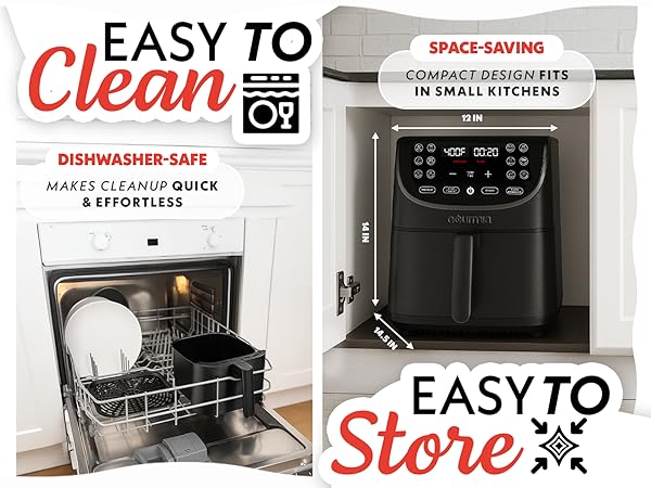 13.39"D x 13.39"W x 15"H Easy to Store Air frying machine 