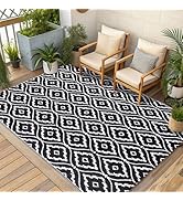 OLANLY Outdoor Rug 5x8 ft Waterproof, Outdoor Plastic Straw Rug with Geometric Pattern Clearance,...