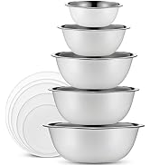 WHYSKO Stainless Steel Mixing Bowls With Lids Set, 5 Sizes Nesting Mixing Bowls for Your Kitchen ...