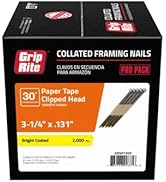Grip-Rite GRSP12DZ Clipped Head 3-1/4-inch by .131-inch by 30 Degree Paper Tape Collated Vinyl Co...