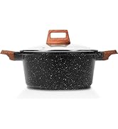 ESLITE LIFE Nonstick Stock Pot with Lid, 3 Quart Granite Coating Small Soup Pot Casserole Dish Co...