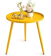 danpinera Round Side Table, Metal Round End Table Small Circle Side Table for Living Room Bedside...