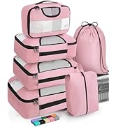 Veken 6 Set Packing Cubes for Suitcases, Travel Organizer Bags in 4 Sizes for Carry on Luggage an...