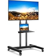 Mobile TV Stand with Wheels for 32-75 Inch LCD LED Flat Screens/Curved TVs up to 110 lbs, Height ...