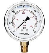 SENCTRL 60 Psi Glycerin Liquid Filled Low Pressure Gauge, 2.5