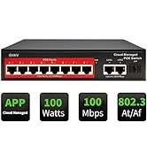 STEAMEMO 8-Port Managed PoE Switch, Easy Smart Managed, Plug and Play, Support Vlan, PoE Schedule...