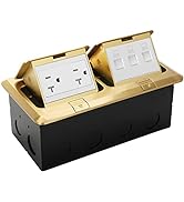Vagueior Dual Pop Up Floor Electrical Outlet Stainless Steel Box Kit, 20A TR Tamper-Resistant Dup...