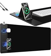 Mouse Pad with Foldable Phone Holder, Wireless Charging Desk Mat, 31.5"x15.8" Large Mousepad with...