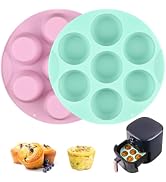 Sakolla 2 Pack Silicone Egg Bite Molds for Air Fryer, Nonstick 7 Cups Air Fryer Muffin Pan for Ba...