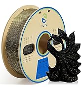 YOUSU 3D Printer Filament PLA Filament 1.75mm Gold 3D Effect Glitter-Black filament1kg(2.2lbs).