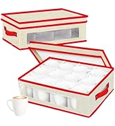 homyfort Mug Storage Box Organizer, China Cup Storage Containers with Dividers, 2 Pack Hard Shell...