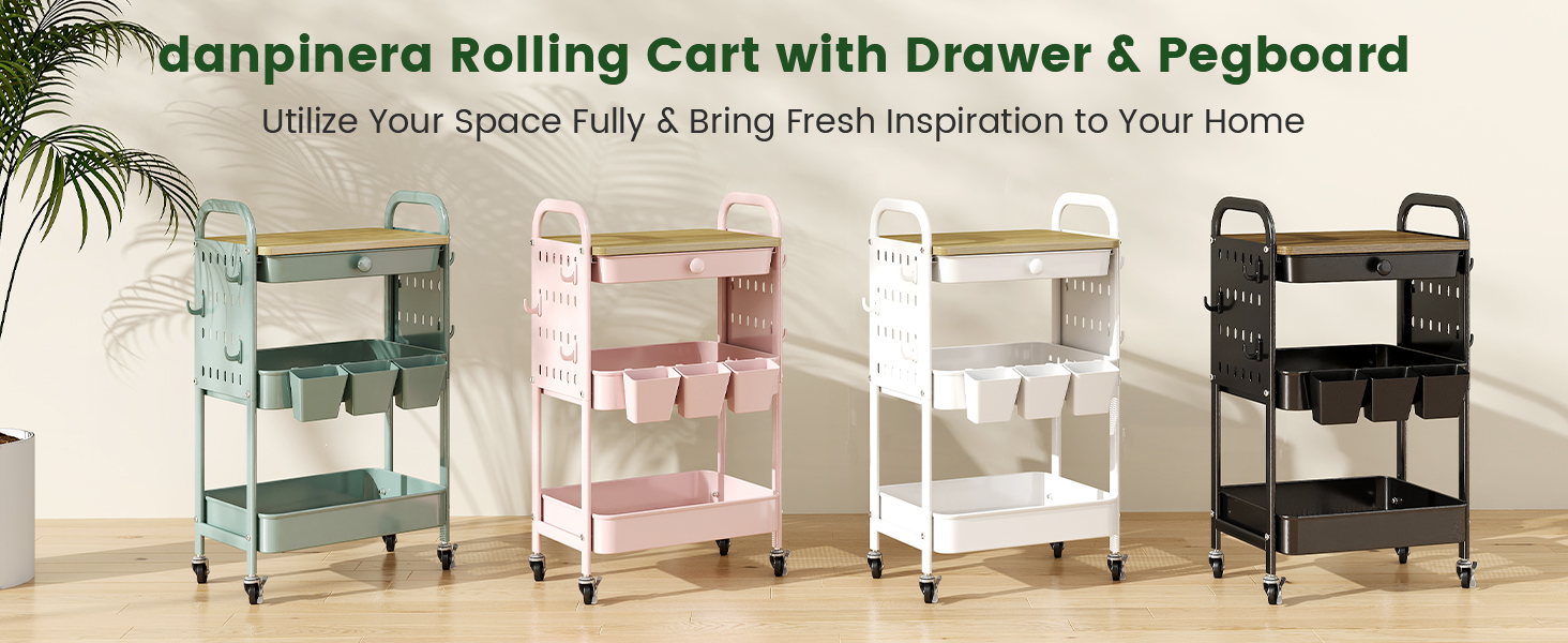 rolling storage cart with drawers
