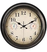 Alarllok 12 Inch Outdoor Clock with Thermometer and Hygrometer Combo, Waterproof Indoor Outdoor W...