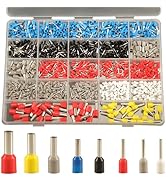 1200pcs Wire Ferrules Terminals Kit, 8 Types Ferrule Connectors Kit AWG 22-7, Pin Terminal Connec...