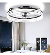 AIKVSXER Ceiling Fan with Light,20" Flush Mount Ceiling Fan,6 Speeds,3000-6500K Dimmable LED, App...