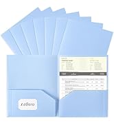 Aegero Plastic Folders with Pockets (7 Pack, Light Blue), Durable Heavy Duty File Folders with Bu...