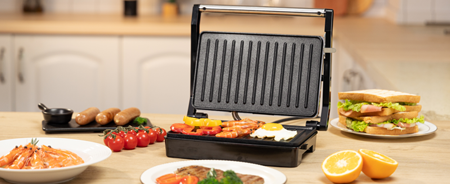 Panini Press Grill, Aigostar 1000W Sandwich Maker, Panini Maker Electric Indoor Grill