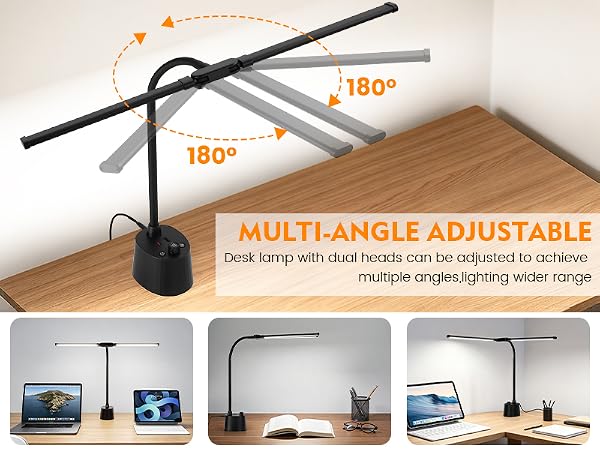 Desk Lamp with USB A+C Charging Ports Reading Light Desk Lamp for Home Office Table Lamp