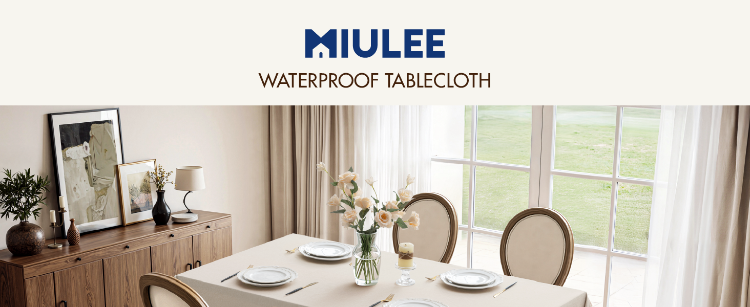 MIULEE Rectangle Linen Polyester Tablecloth