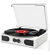 VinylsLink Vinyl Record Player with Built-in Stereo Speakers and Bass Adjust, Portable Vintage 3-...