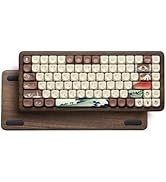Womier 75% Wireless Creamy Keyboard with Wood Shell, QMK/VIA WD75 V2 Retro Mechanical Gaming Keyb...
