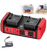 Azocek 350W Power Inverter Pure Sine Wave Compatible with Milwaukee 18V Battery (No Battery), 7A ...