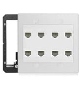 8 Port Ethernet Wall Plate White Cat6 Keystone Jack RJ45 Outlet Network Cables Inline Coupler Wir...