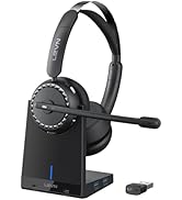 LEVN Wireless Headset, Wireless Headset with Mic for Work (AI Noise Cancelling), 4 USB Ports, 65 ...