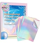 Koala Holographic Sticker Paper for Inkjet Printer 20 Sheets 8.5x11 Inch Printable Vinyl Rainbow ...