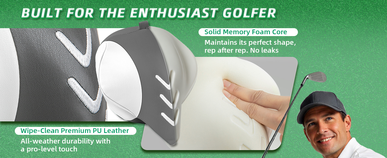 Split view: Premium leather cover and solid high-density memory foam core