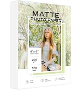 Matte Photo Paper 4x6, Goefun 200 GSM/54LB Inkjet Photo Paper for Printer 100 sheets of Photo Pri...